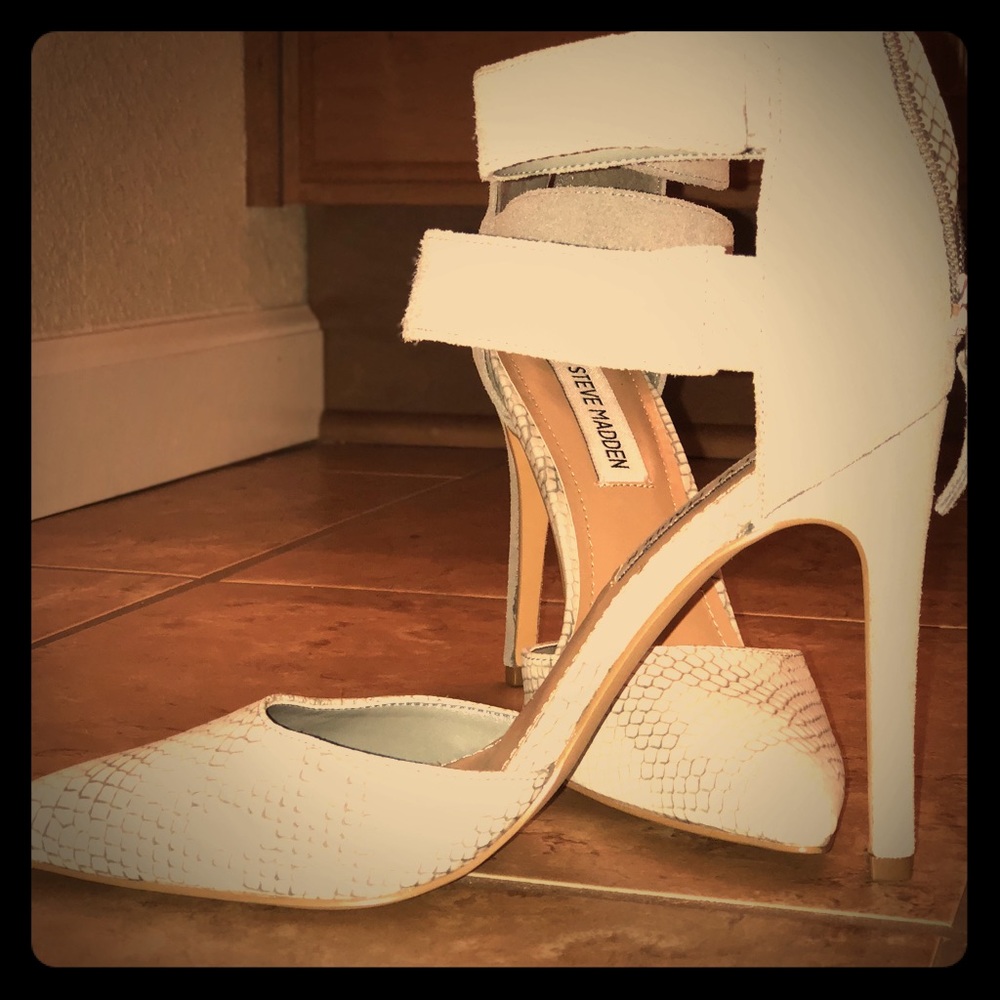 Steve Madden 3 inch heel, Grey Snake Skin Shoe